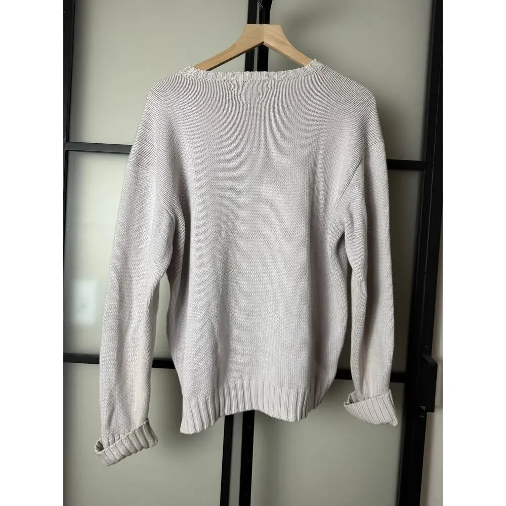 Vintage Polo Ralph Lauren Knit Sweater Size Large in Light Gray